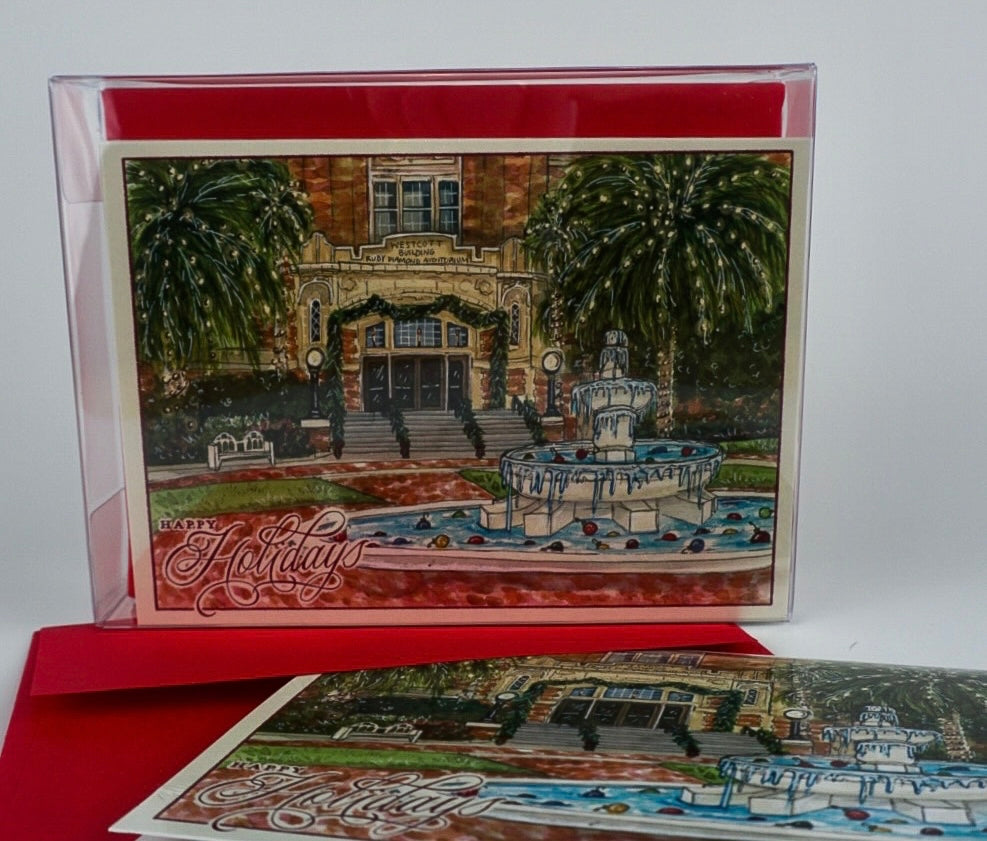 FSU Holiday Westcott Fountain Folded Card Set of 12