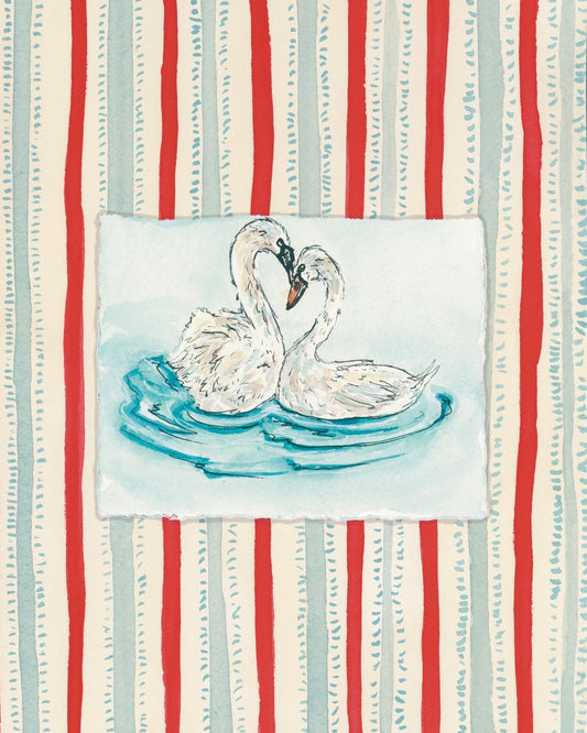 Swan with Red and Blue Stripes Fine Art Print