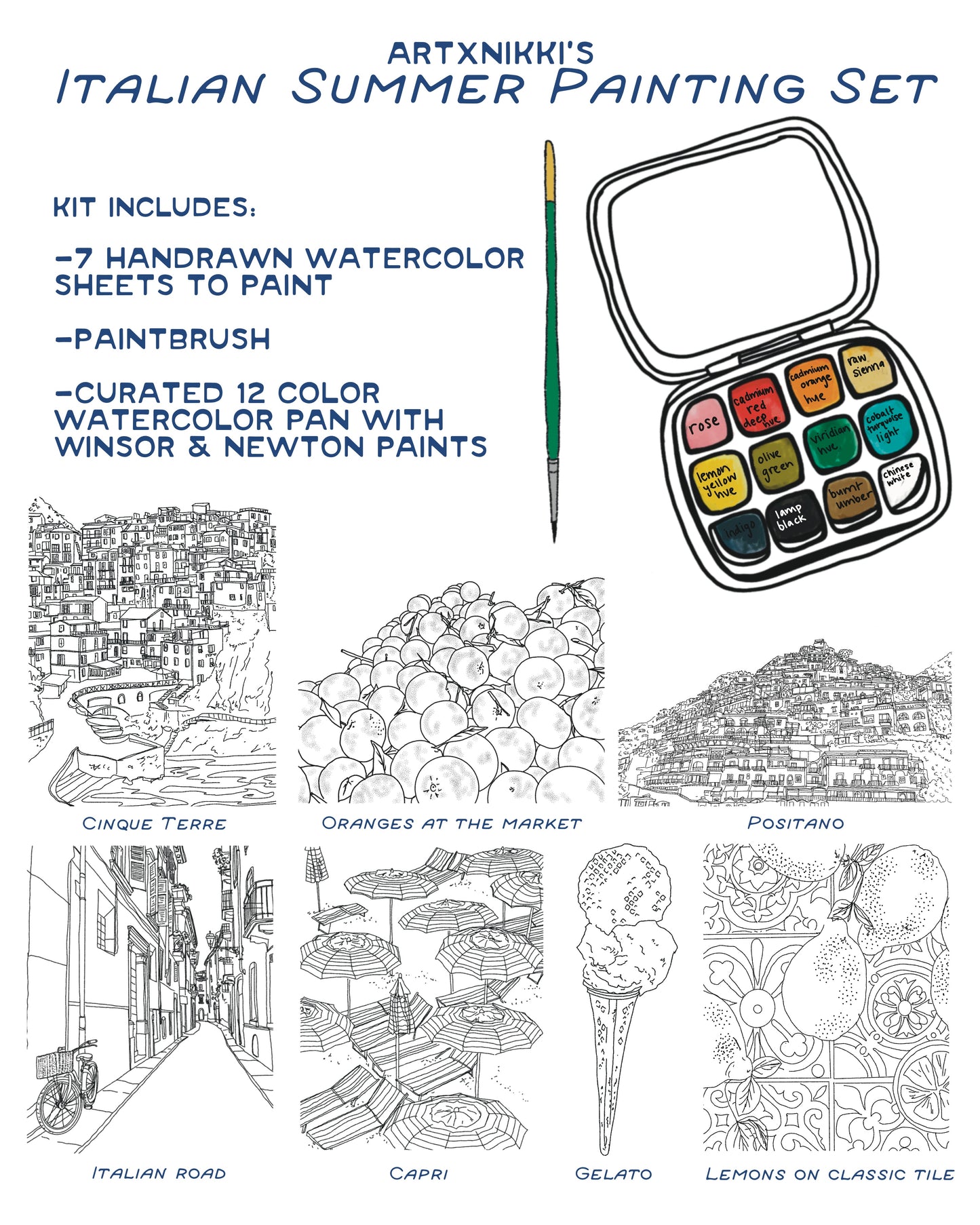Watercolor Painting Set: Italian Summer