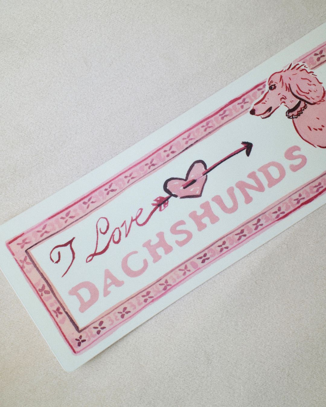 "I love dachshunds" Pink Bumper Sticker