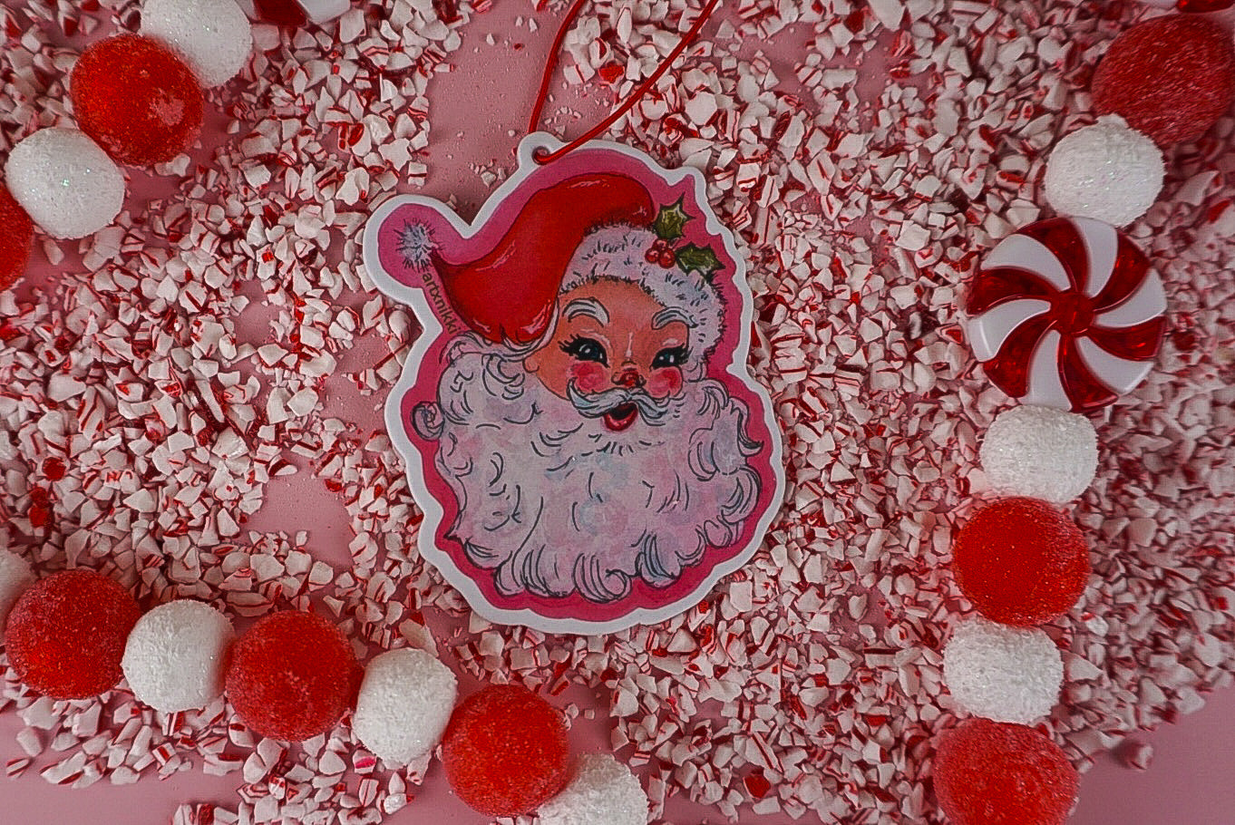 Vintage Santa Car Air Freshener (peppermint scent)