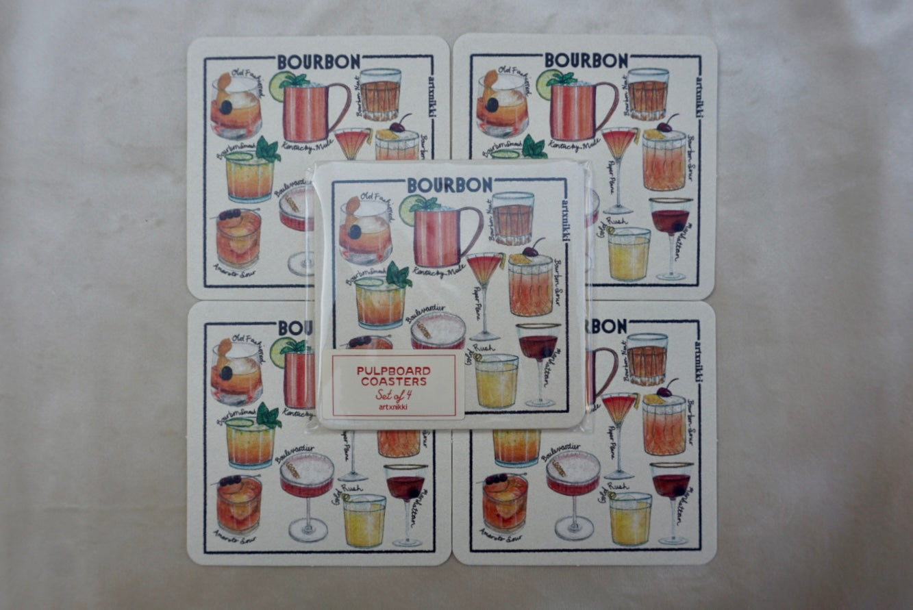 Classic Bourbon Cocktail Coaster Set of 4
