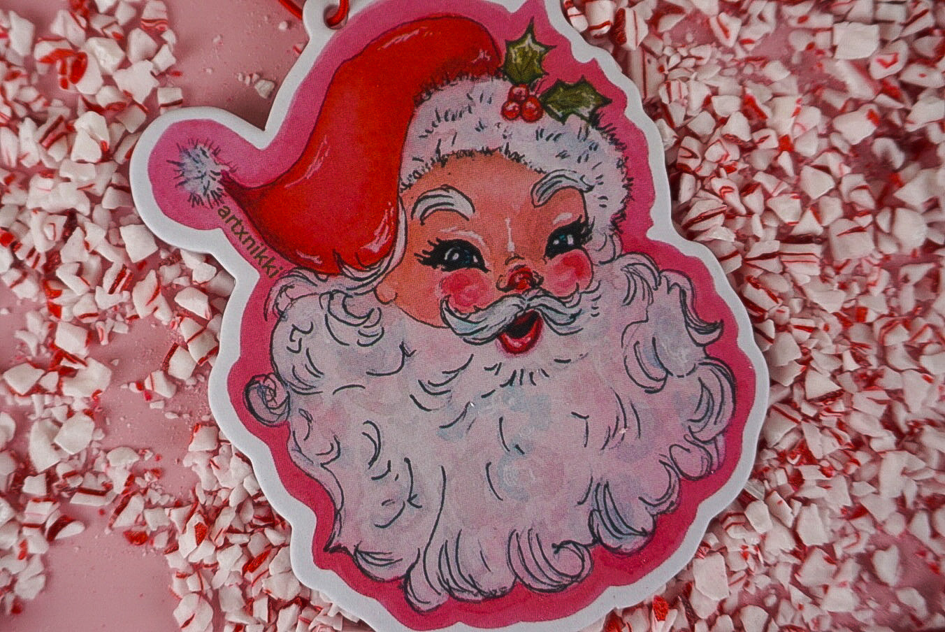 Vintage Santa Car Air Freshener (peppermint scent)