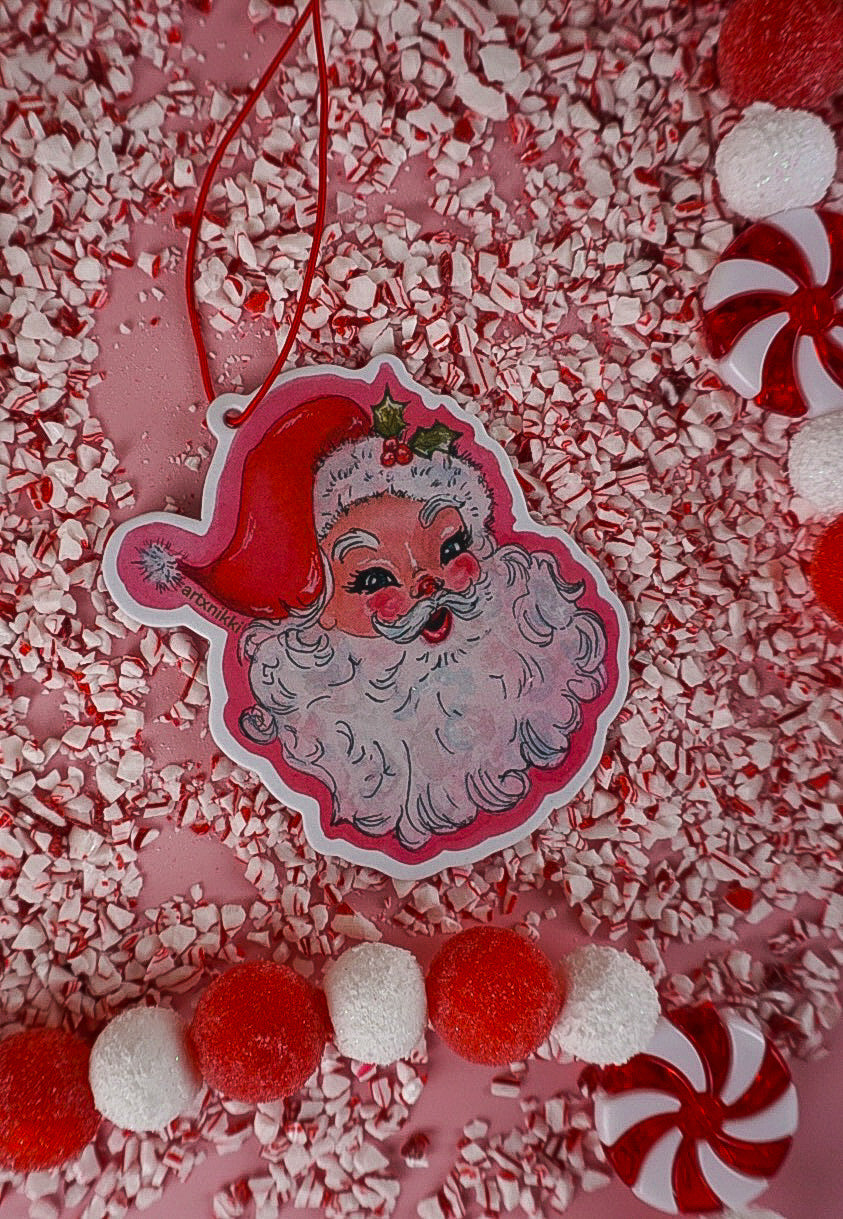 Vintage Santa Car Air Freshener (peppermint scent)