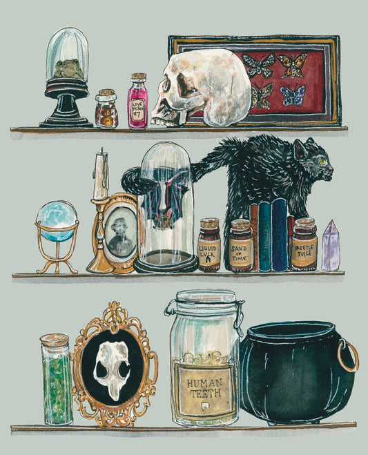 Halloween Art Print- Spooky Shelves