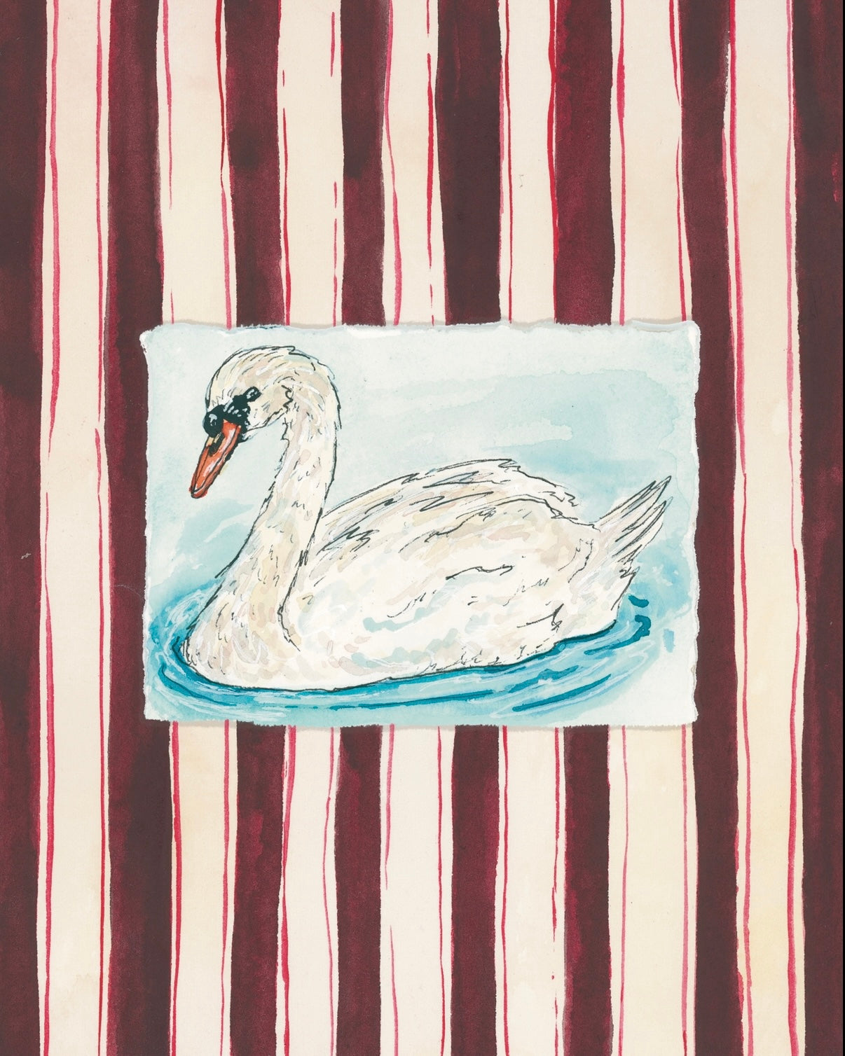 Swan with Purple Stripes Fine Art Print