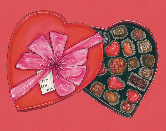 "to me, love me" Valentine Chocolates Art Print
