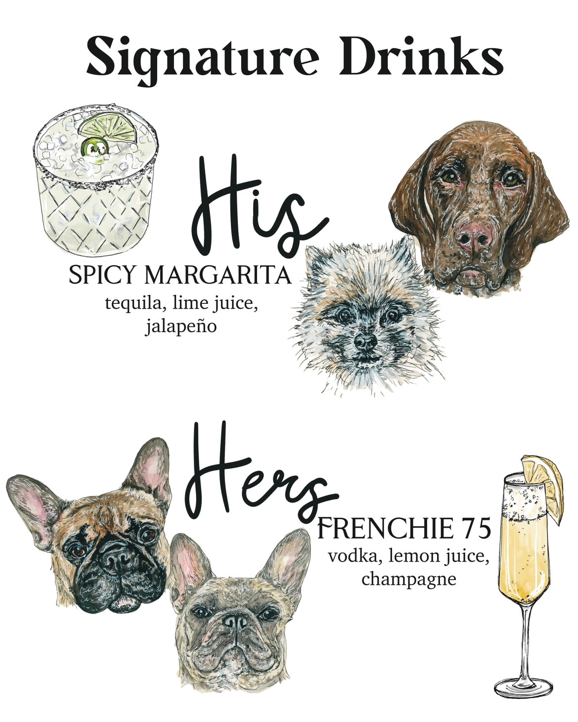 Custom Cocktail Painting + Wedding/Bar Cocktail Signs