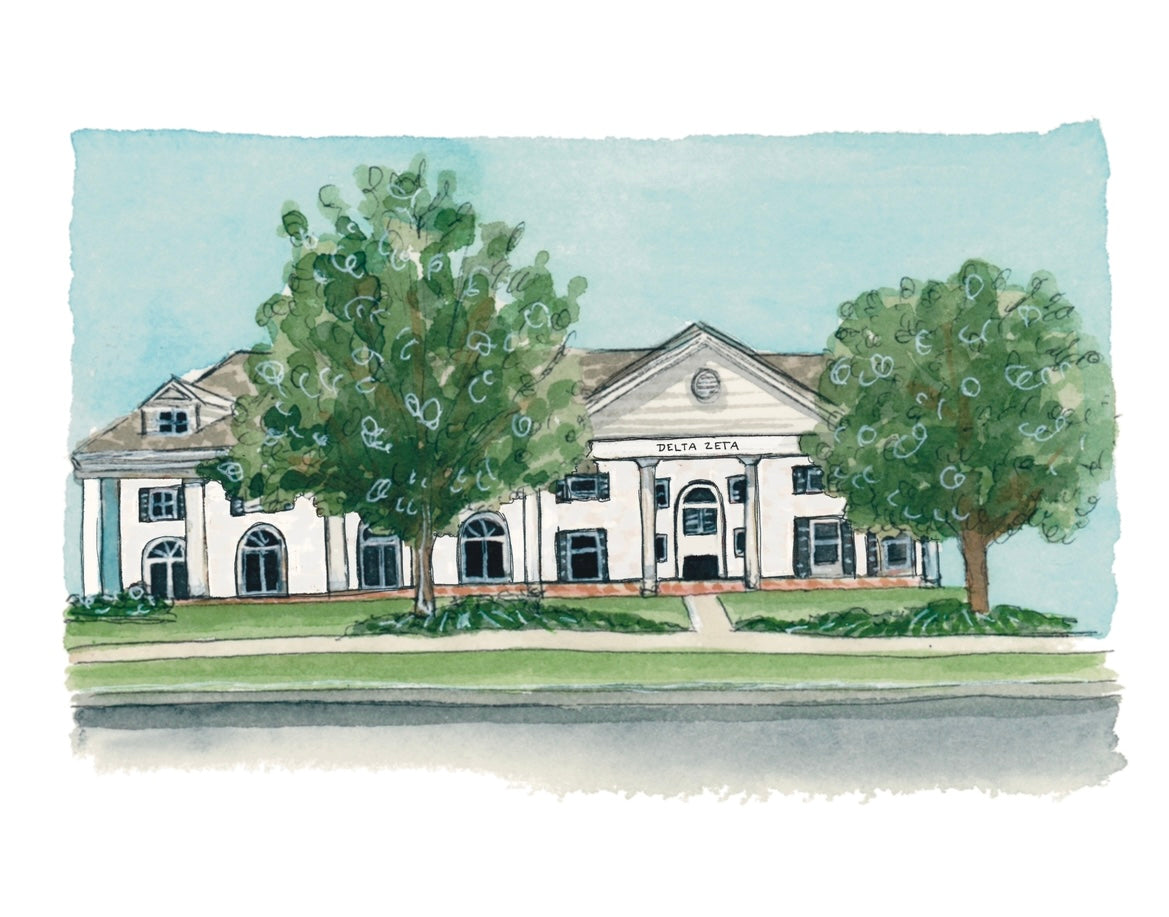 FSU Delta Zeta (new, white) Sorority House Print