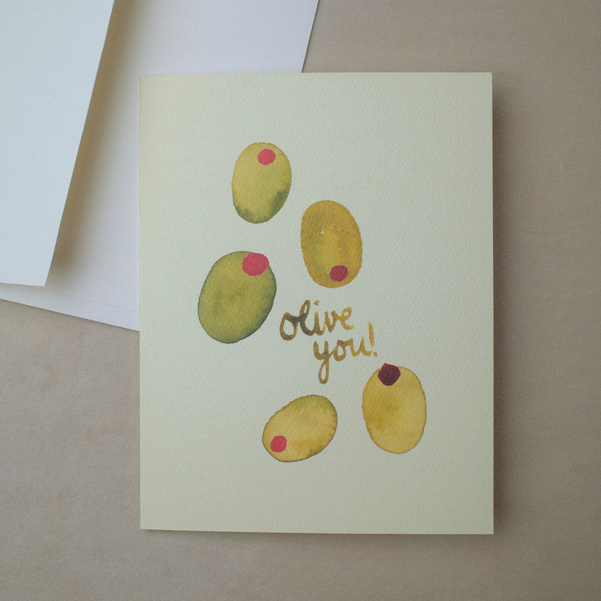 "olive you" Olive Icon Greeting Card