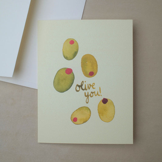 "olive you" Olive Icon Greeting Card
