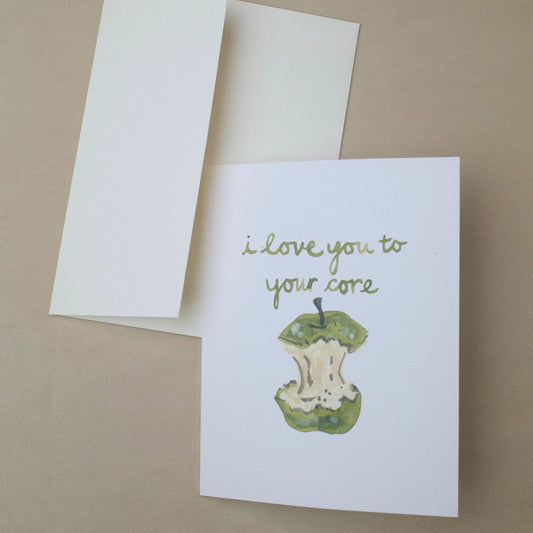"i love you to your core" Apple Core Icon Greeting Card
