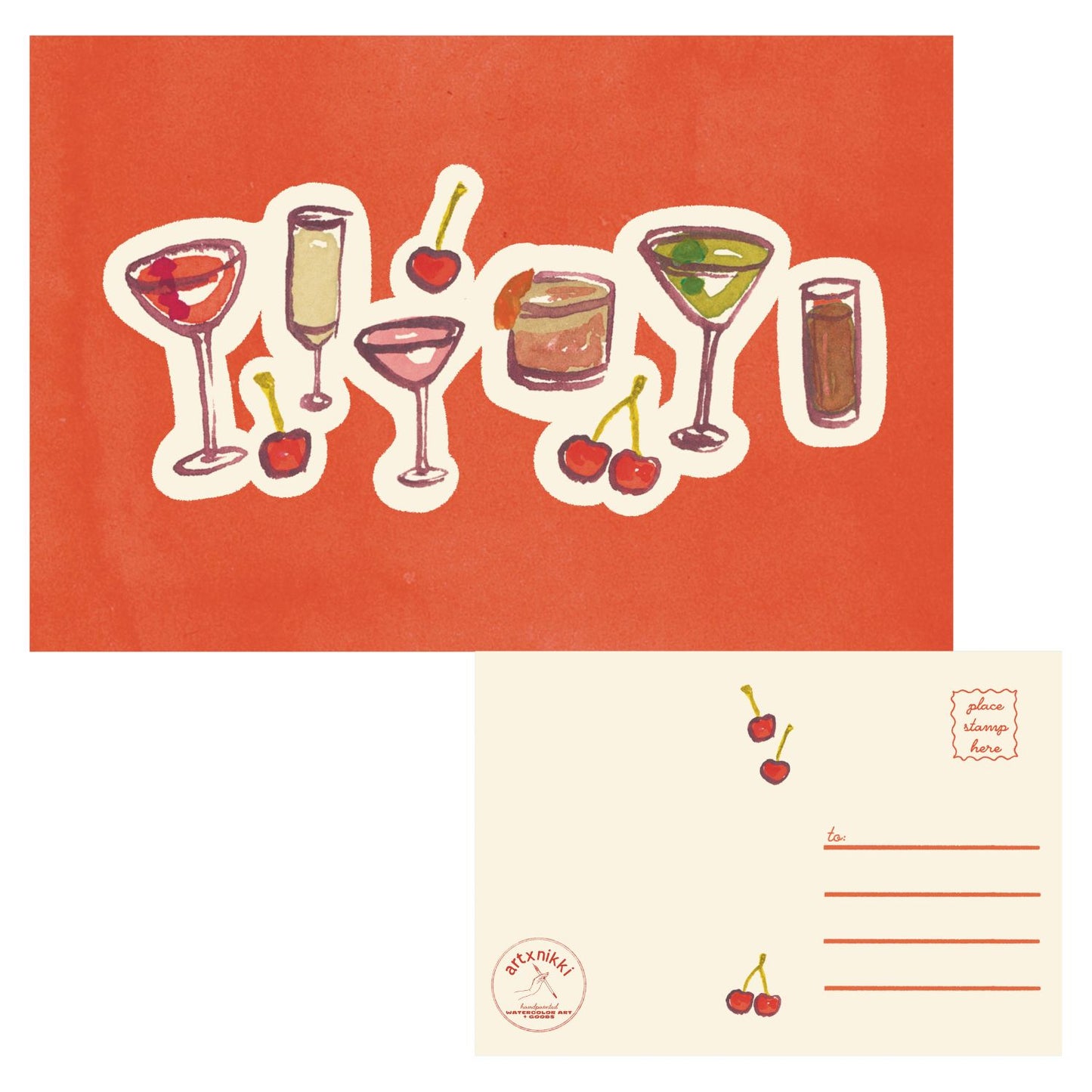 Cheers! Cocktails Postcard