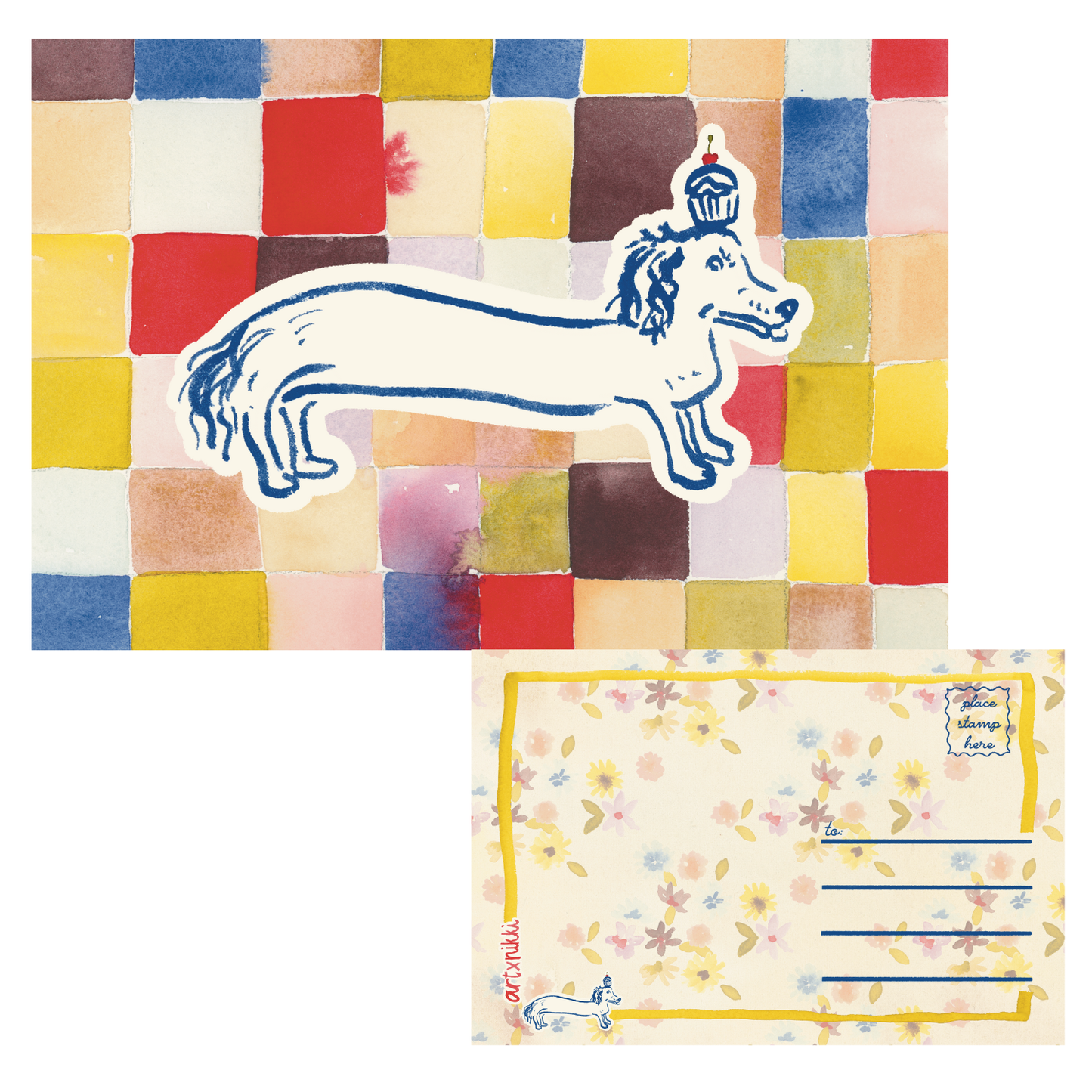 Colorful Dachshund Postcard