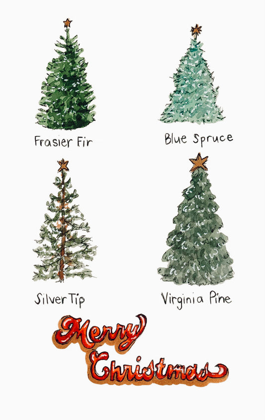 Christmas Tree + Merry Christmas Art Print