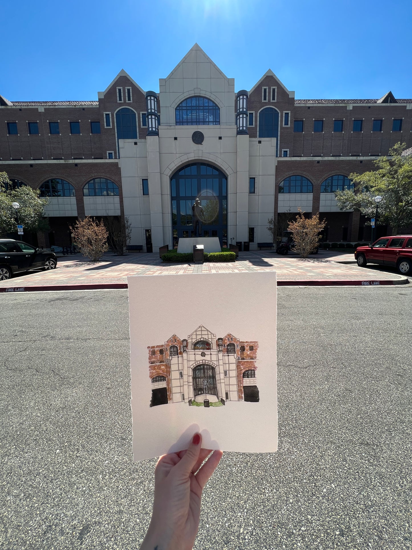FSU Moore Athletic Center + Bobby Bowden Statue Print