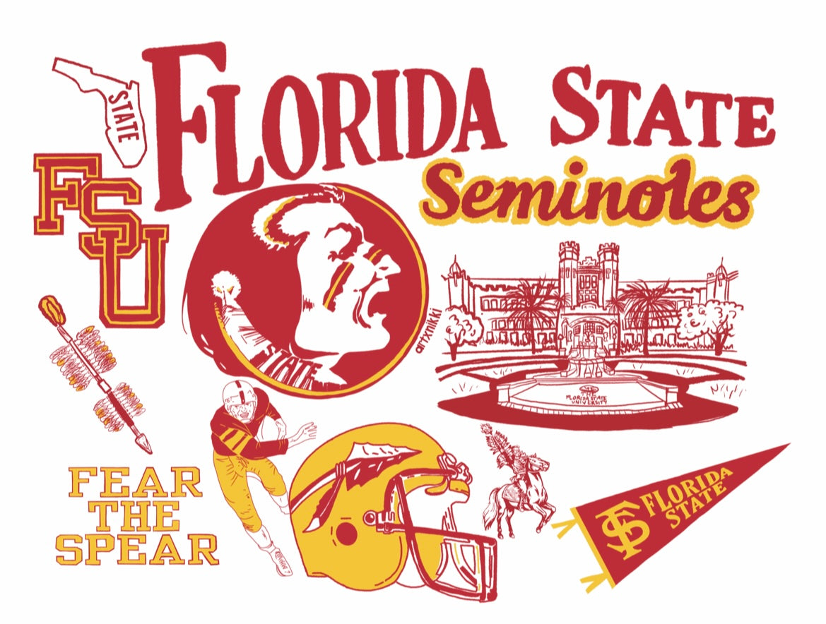 FSU Vintage Logos Collage Print artxnikki