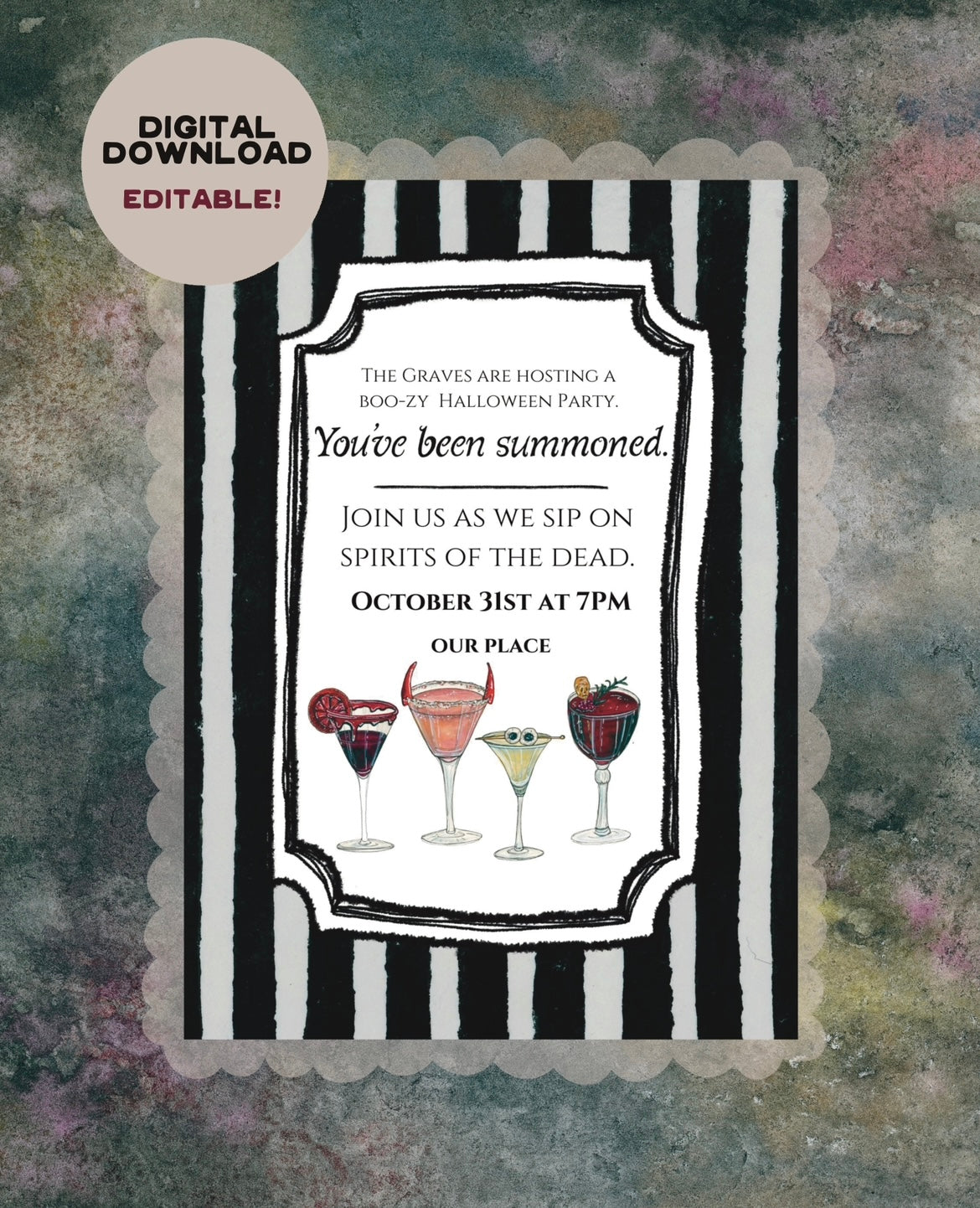 "You've Been Summoned." Halloween Invitation Digital Download