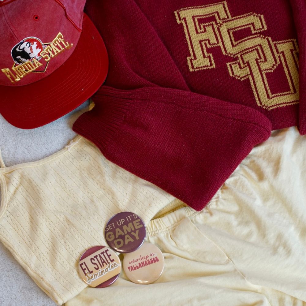 FSU "Florida State Seminoles" Stripe Button