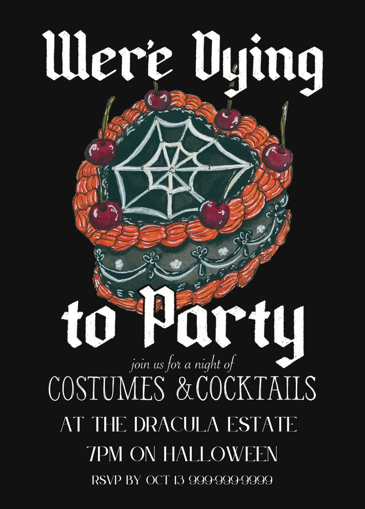 "We're Dying to Party" Halloween Invitation Digital Download