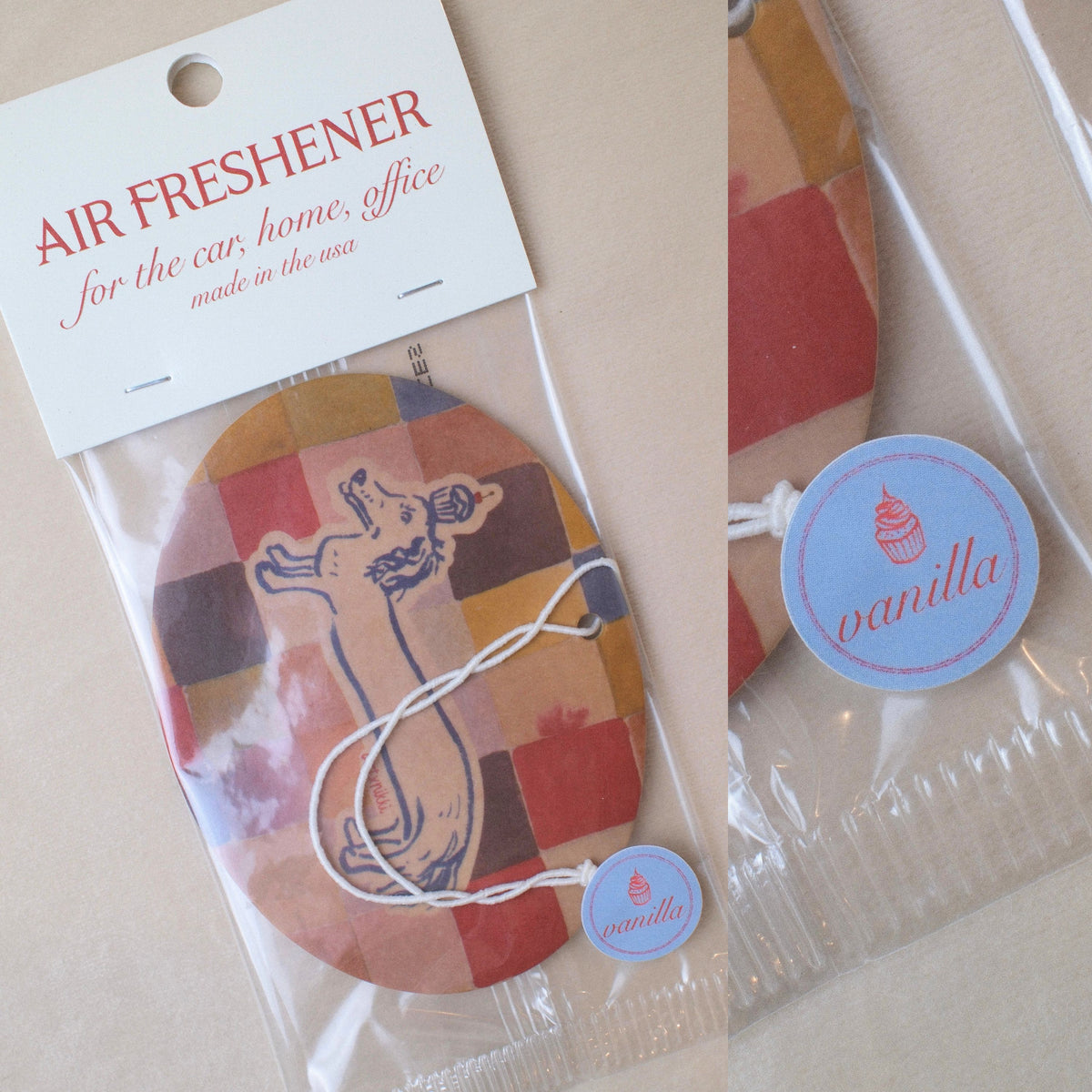 Celebratory Dachshund Car Air Freshener (vanilla scent)