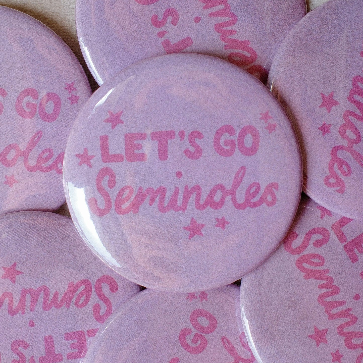 Florida State Pink "Let's Go Seminoles" Button