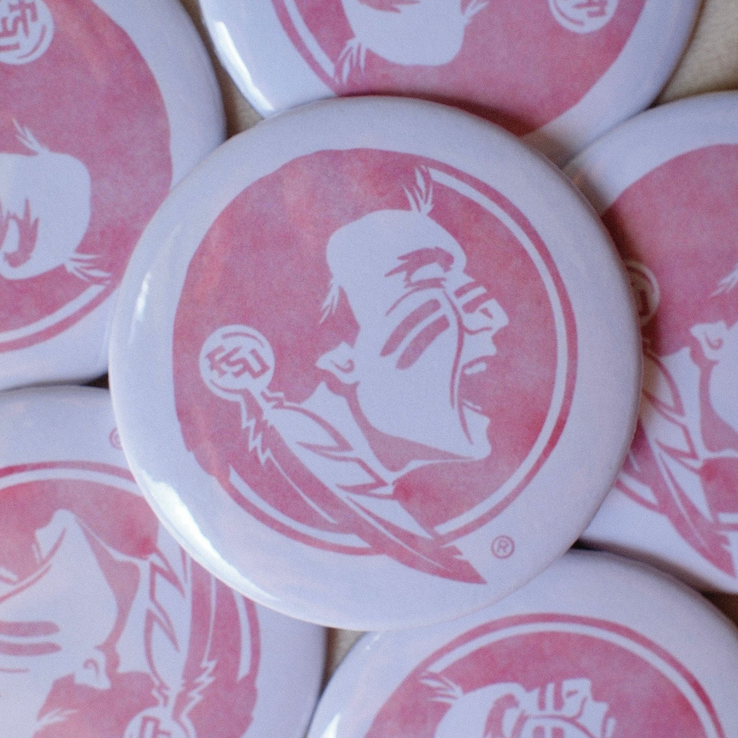 Florida State Pink Seminole Logo Button