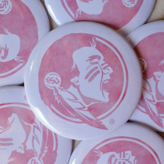 Florida State Pink Seminole Logo Button