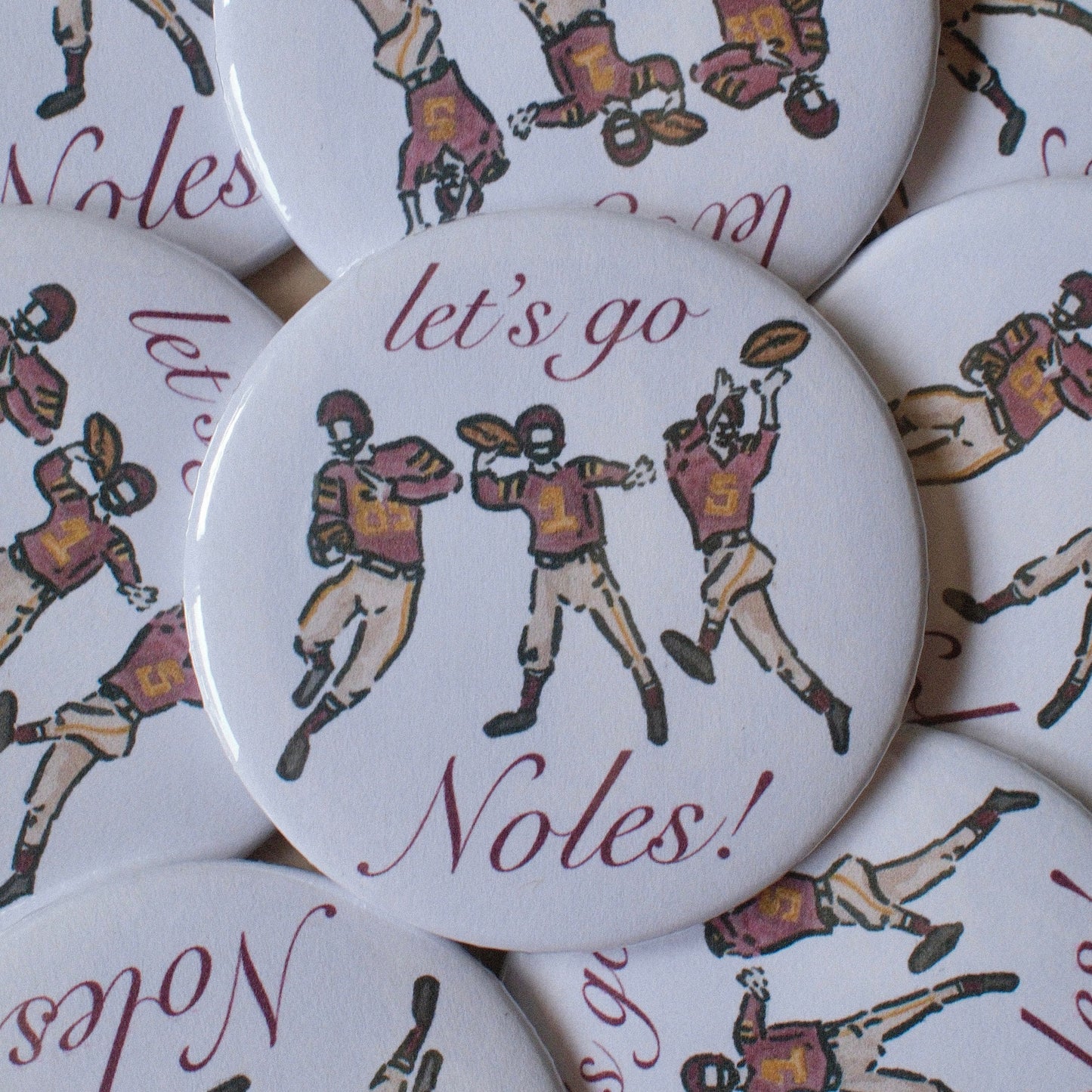 "Let's Go Noles" Football Players Button
