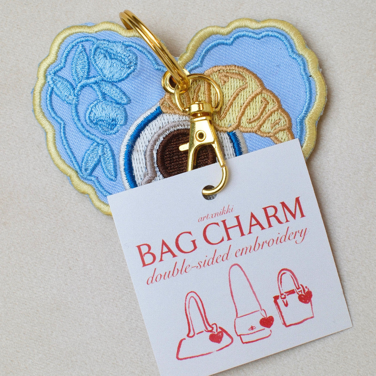 Coffee and Croissant Bag Charm