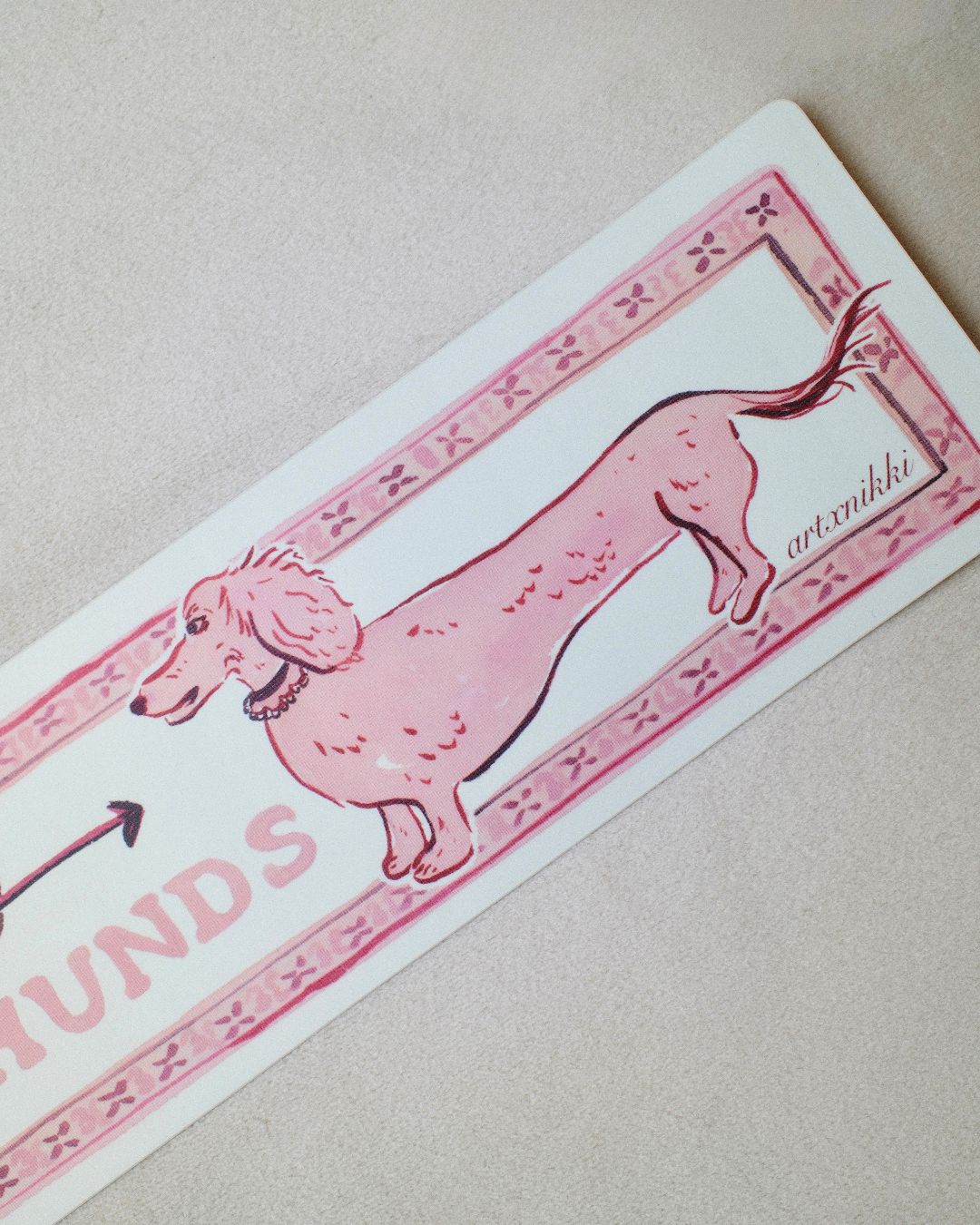 "I love dachshunds" Pink Bumper Sticker
