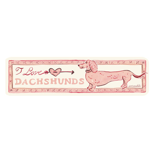"I love dachshunds" Pink Bumper Sticker