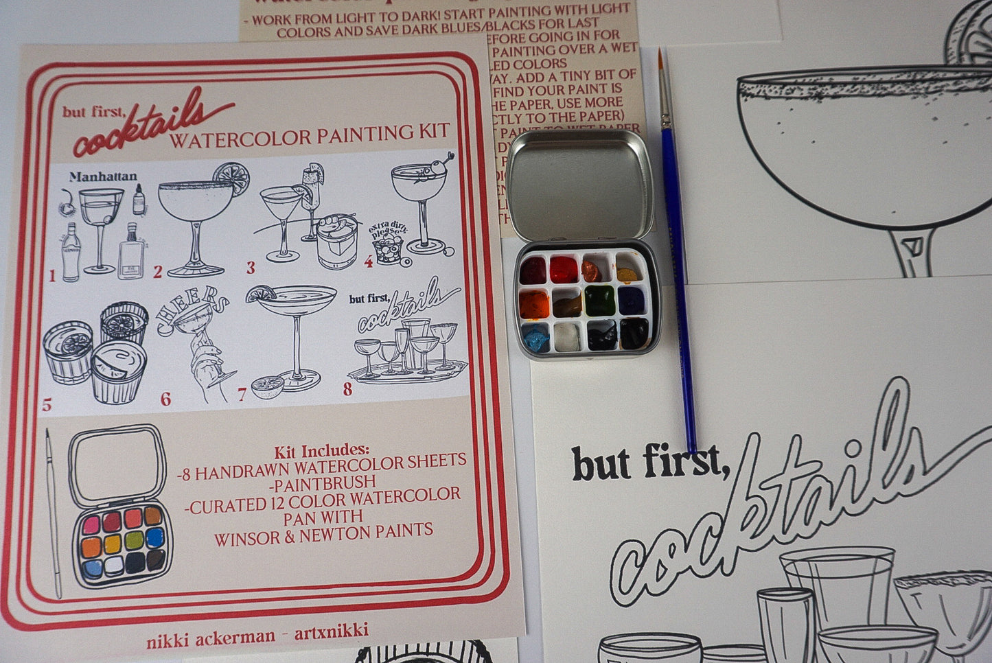 Watercolor Painting Kit: But First, Cocktails