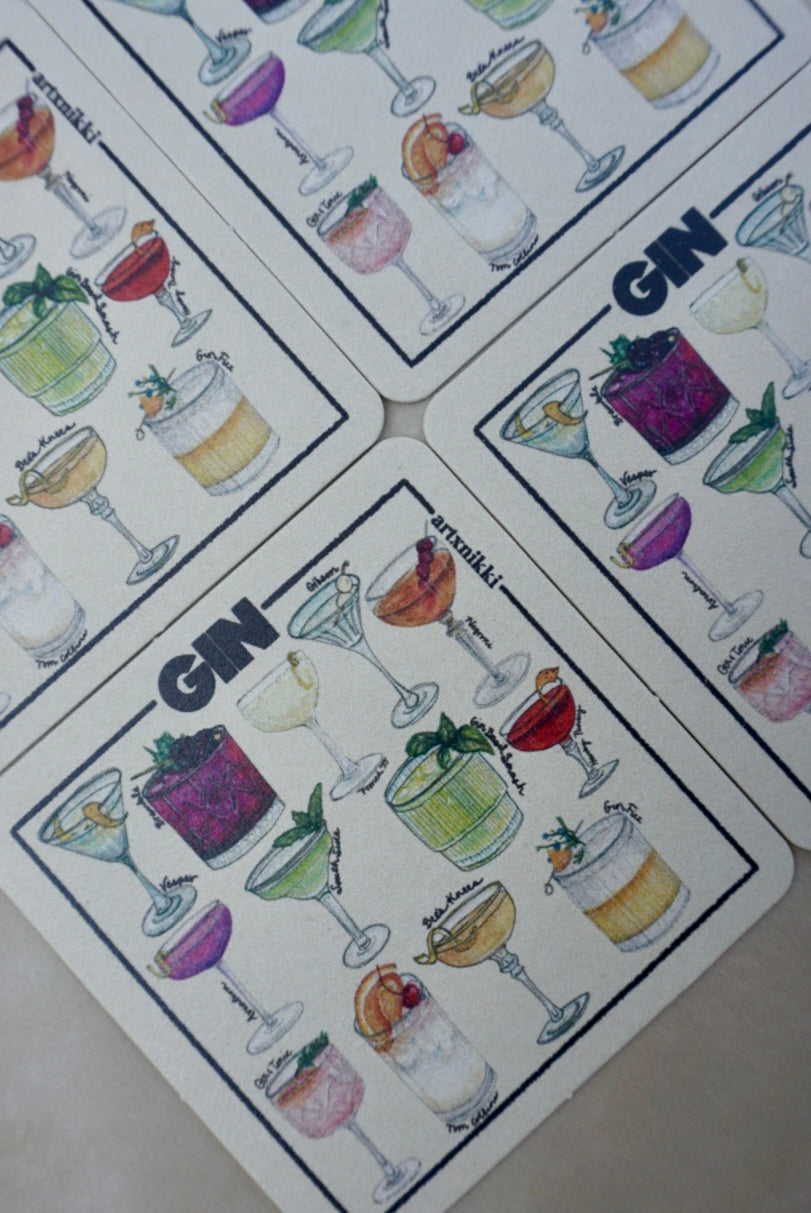 Classic Gin Cocktail Coaster Set of 4