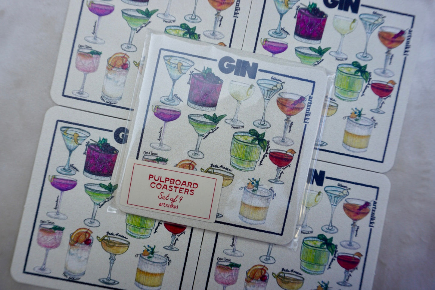 Classic Gin Cocktail Coaster Set of 4