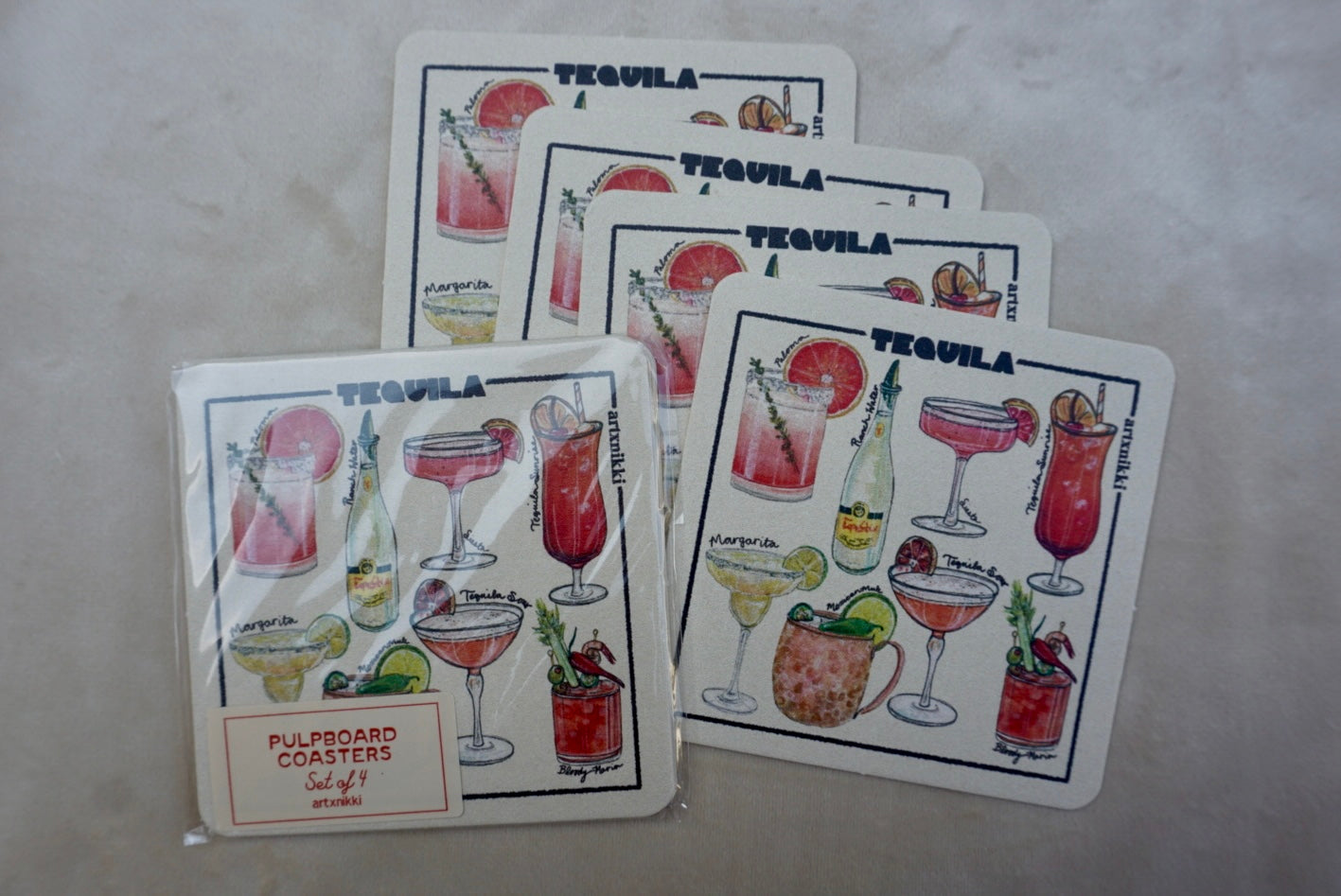 Classic Tequila Cocktail Coaster Set of 4