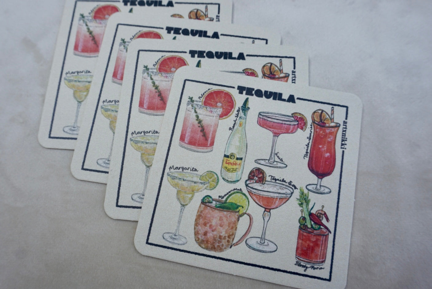 Classic Tequila Cocktail Coaster Set of 4