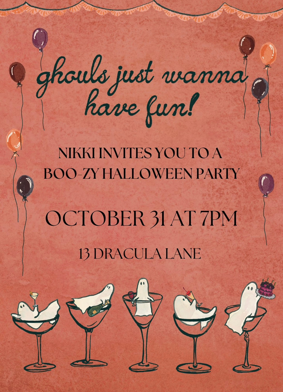 "ghouls just wanna have fun!" Halloween Invitation Digital Download