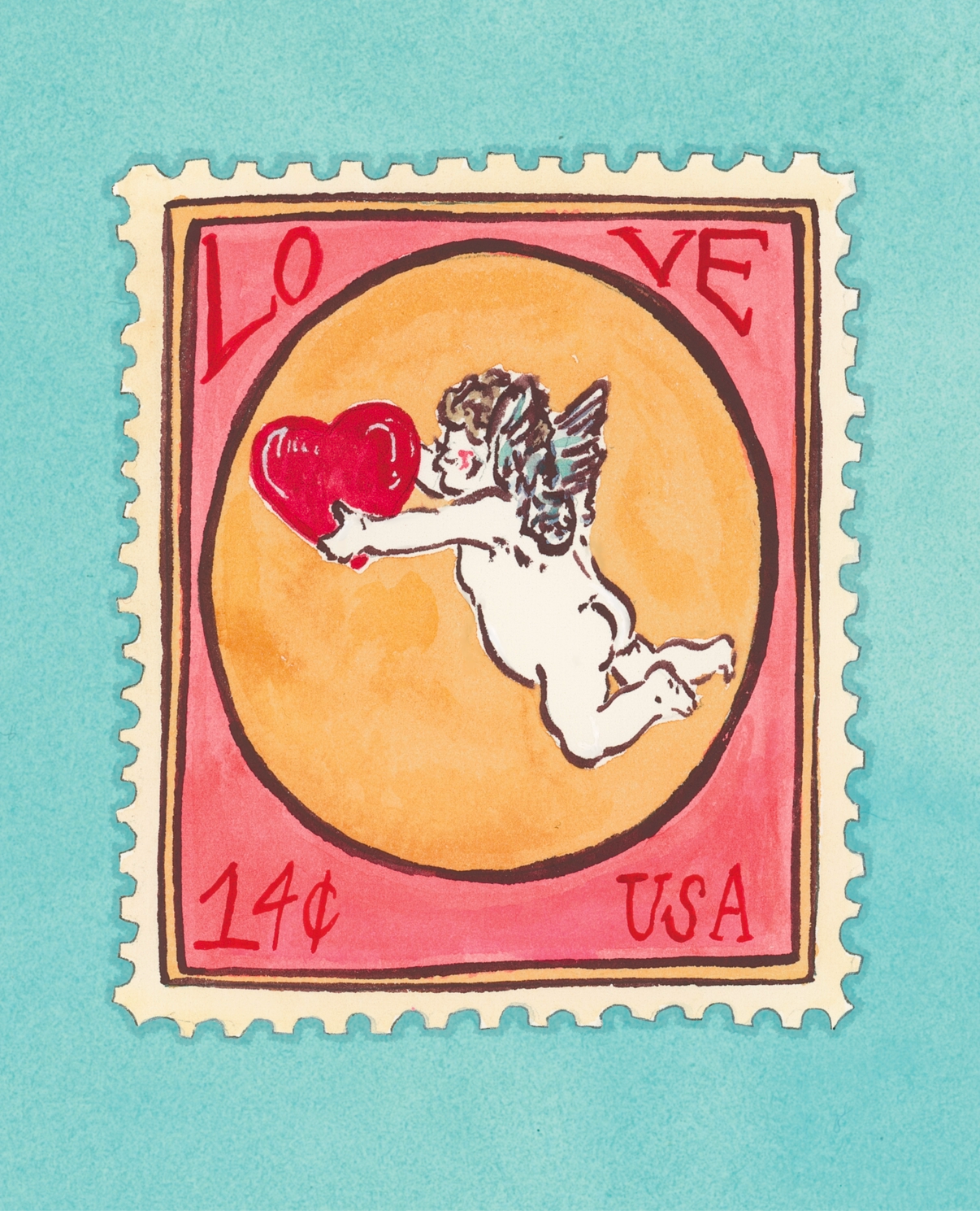 Cupid Vintage Stamp Art Print