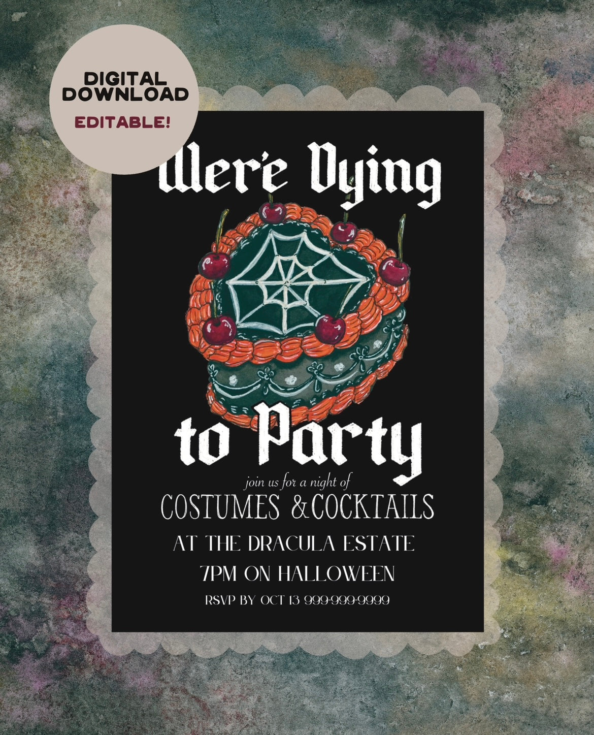 "We're Dying to Party" Halloween Invitation Digital Download