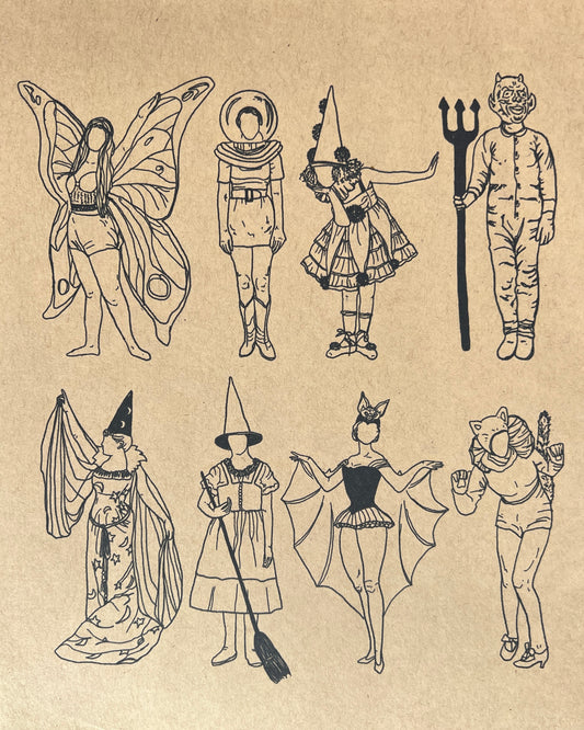 Halloween Art Print- Vintage Costumes