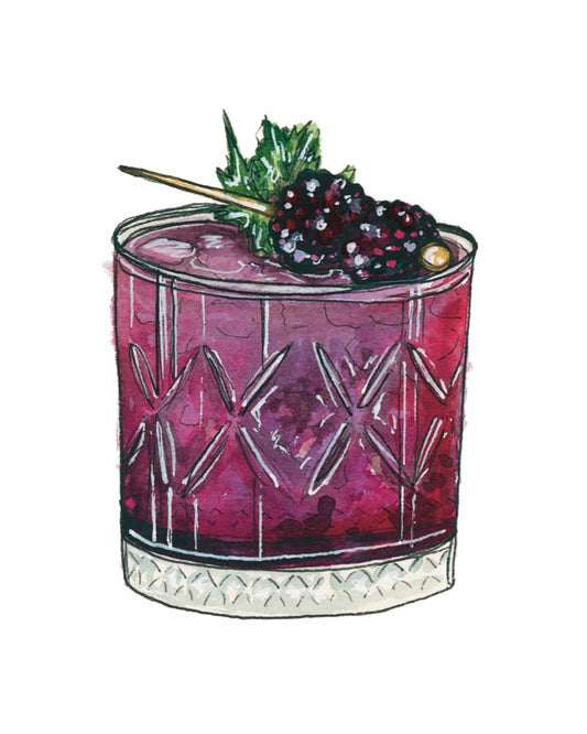 Bourbon Bramble Cocktail Art Print