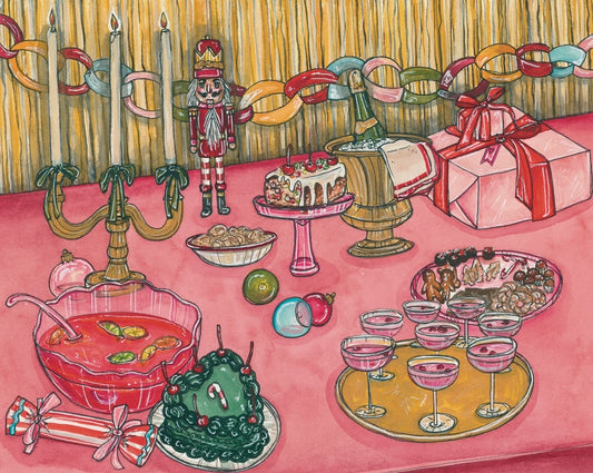 Pink Holiday Party Tablescape Art Print