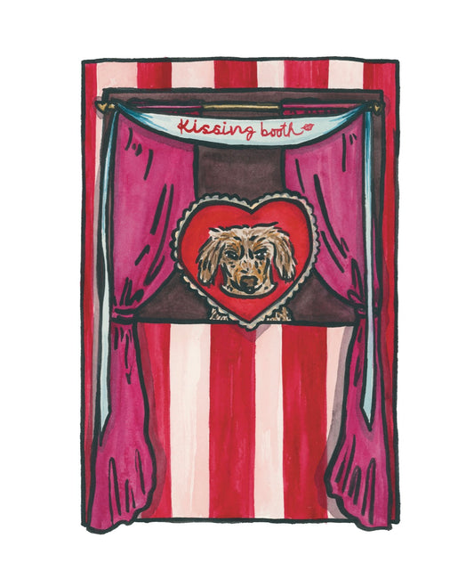 Dachshund Collection: Valentine Weenie Kissing Booth Fine Art Print
