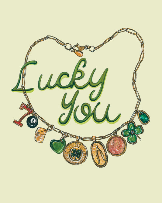"Lucky You" Charm Necklace Art Print