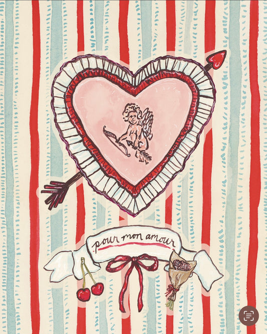 “Pour Mon Amour” Valentine's Day Icons Art Print