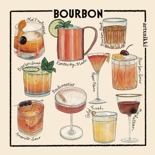 Classic Bourbon Cocktail Coaster Set of 4