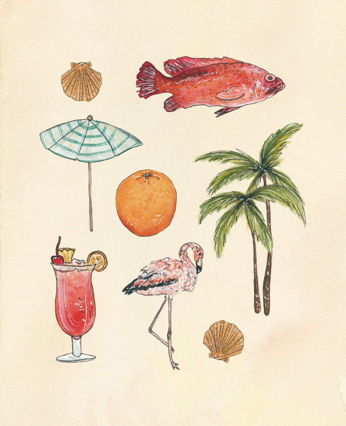 State of Florida Icons Fine Art Print