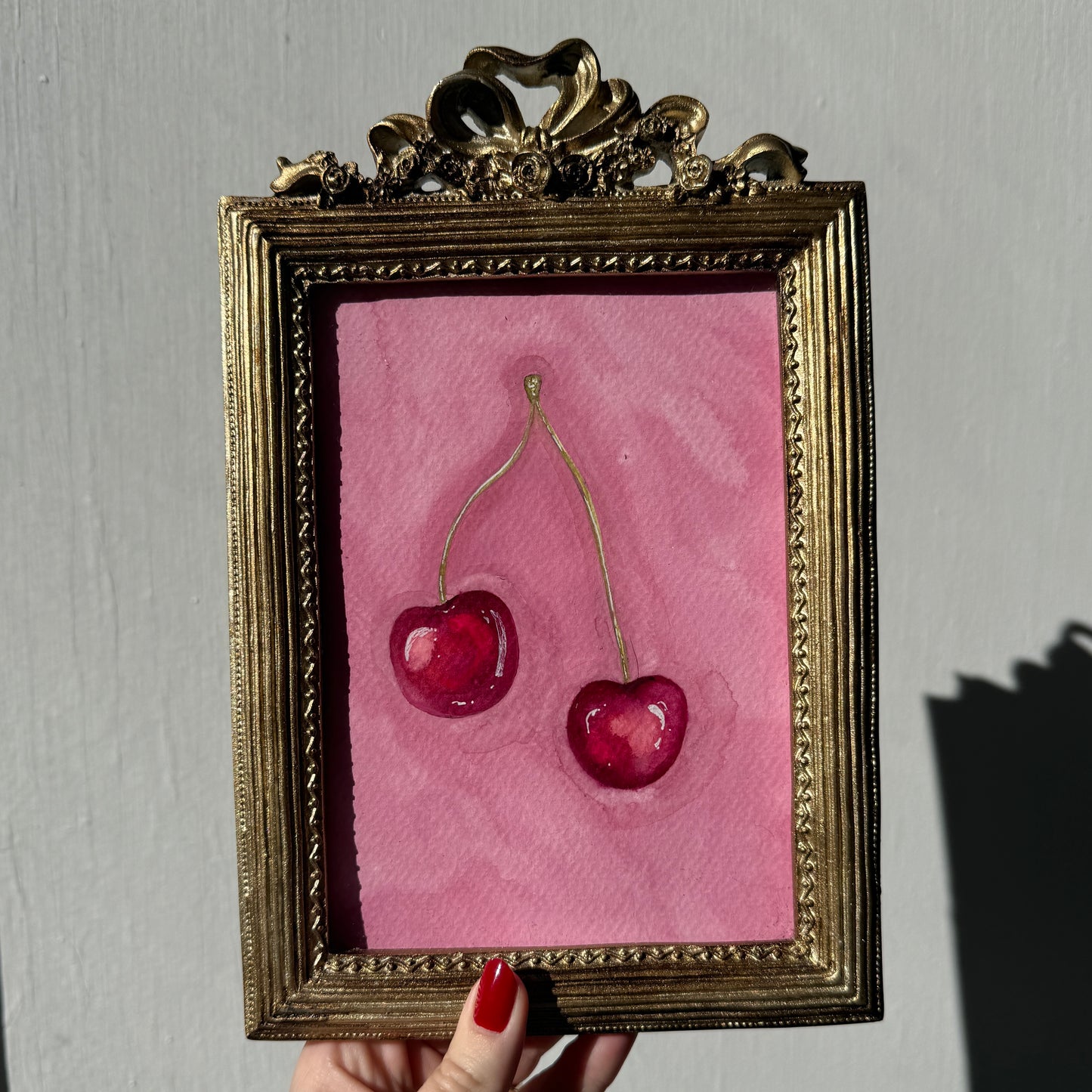 Cherry Studies: Framed Original Watercolor Paintings