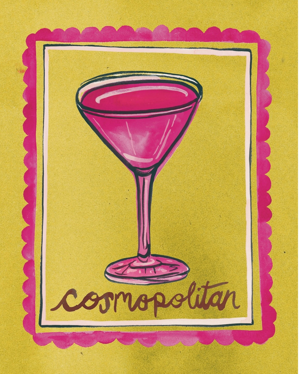 Pink and Green Cosmopolitan Cocktail Art Print